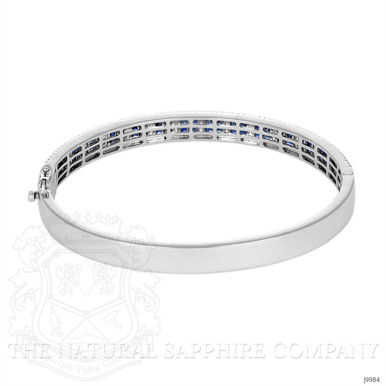 3.85 Ct.Tw. Blue Sapphire and Natural Diamond Pave Bracelet, 18K White Gold