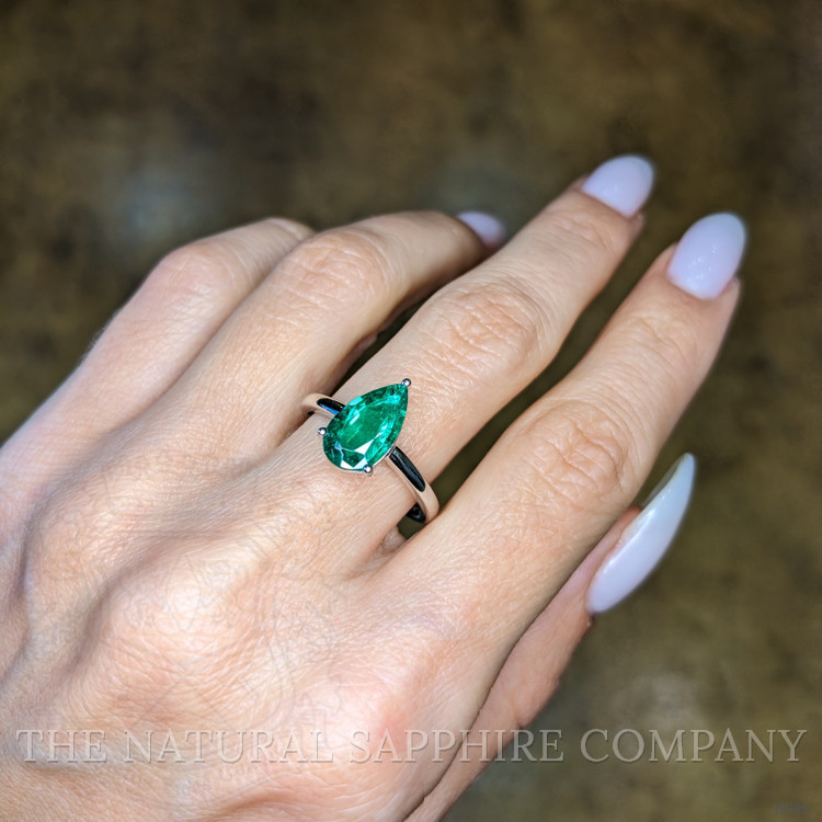 1.92 Ct. Emerald Solitaire Ring, 18K White Gold
