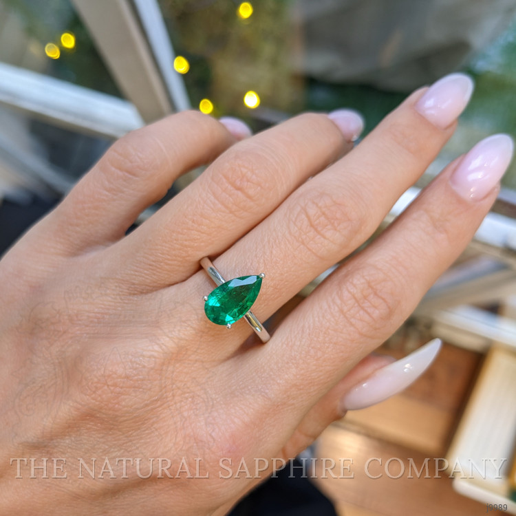 1.92 Ct. Emerald Solitaire Ring, 18K White Gold
