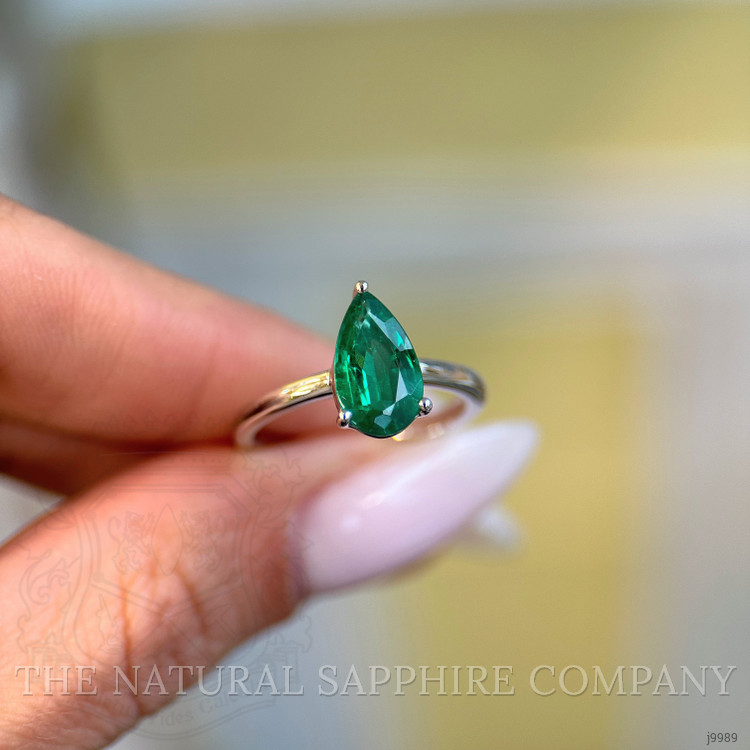 1.92 Ct. Emerald Solitaire Ring, 18K White Gold