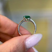 1.92 Ct. Emerald Solitaire Ring, 18K White Gold Life Style