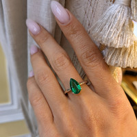 1.92 Ct. Emerald Solitaire Ring, 18K White Gold Life Style