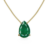 1.50 Ct. Emerald Halo Pendant, 14K Yellow Gold Image