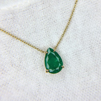 1.50 Ct. Emerald Halo Pendant, 14K Yellow Gold Image