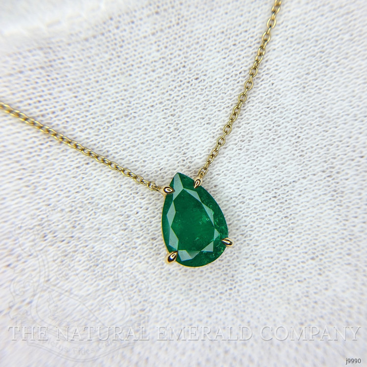 1.50 Ct. Emerald Halo Pendant, 14K Yellow Gold