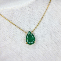1.50 Ct. Emerald Halo Pendant, 14K Yellow Gold Image