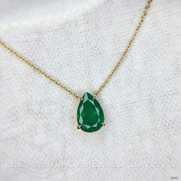 1.50 Ct. Emerald Halo Pendant, 14K Yellow Gold