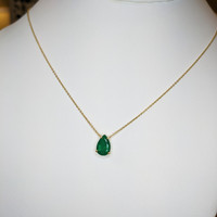 1.50 Ct. Emerald Halo Pendant, 14K Yellow Gold Life Style