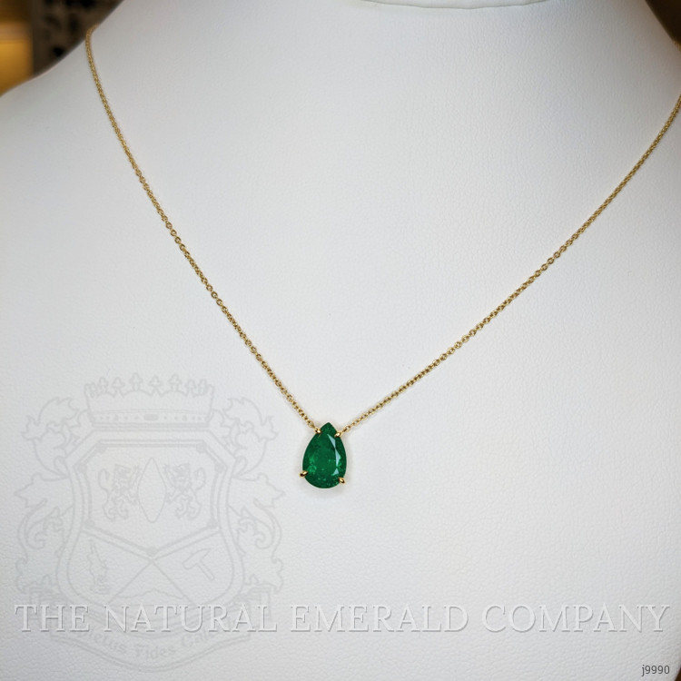 1.50 Ct. Emerald Halo Pendant, 14K Yellow Gold