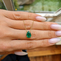 1.50 Ct. Emerald Halo Pendant, 14K Yellow Gold Life Style