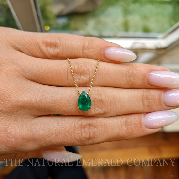 1.50 Ct. Emerald Halo Pendant, 14K Yellow Gold