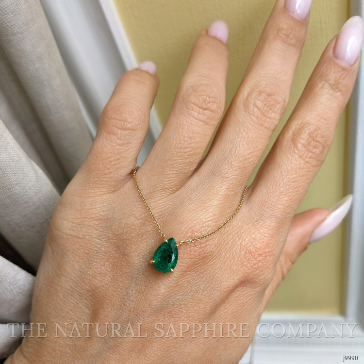 1.50 Ct. Emerald Halo Pendant, 14K Yellow Gold