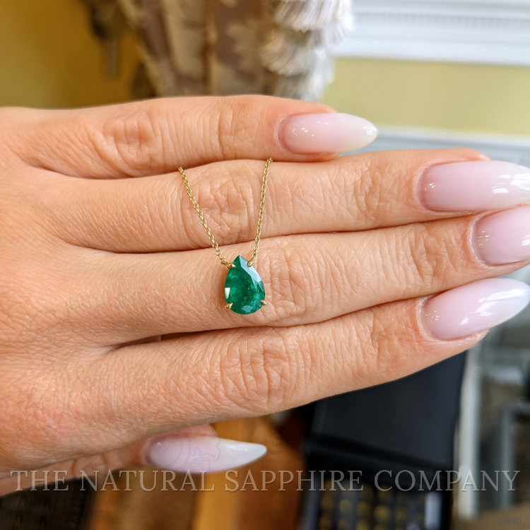 1.50 Ct. Emerald Halo Pendant, 14K Yellow Gold