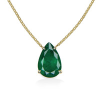1.56 Ct. Emerald Halo Pendant, 14K Yellow Gold Image