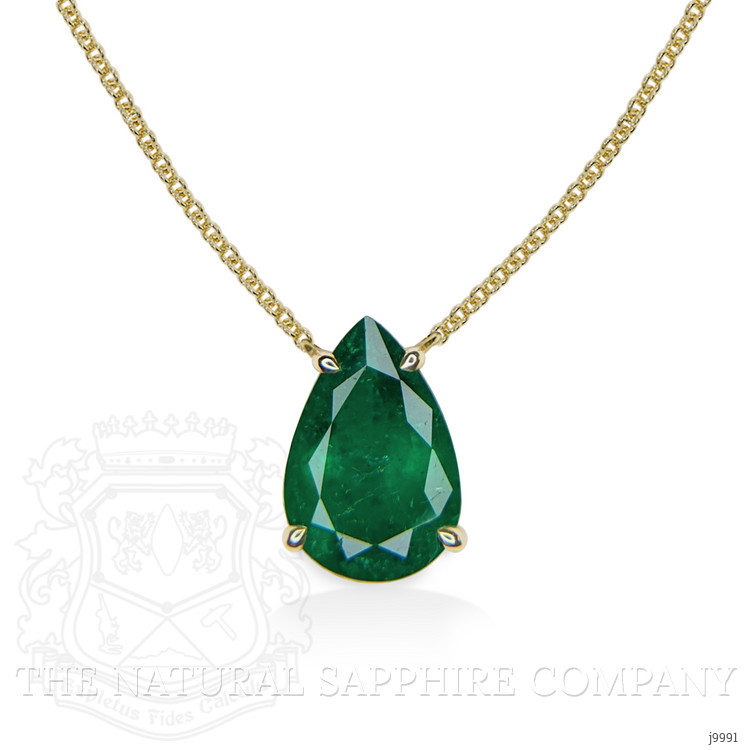 1.56 Ct. Emerald Halo Pendant, 14K Yellow Gold