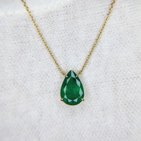 1.56 Ct. Emerald Halo Pendant, 14K Yellow Gold Image