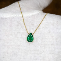 1.56 Ct. Emerald Halo Pendant, 14K Yellow Gold Image