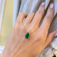 1.56 Ct. Emerald Halo Pendant, 14K Yellow Gold Life Style