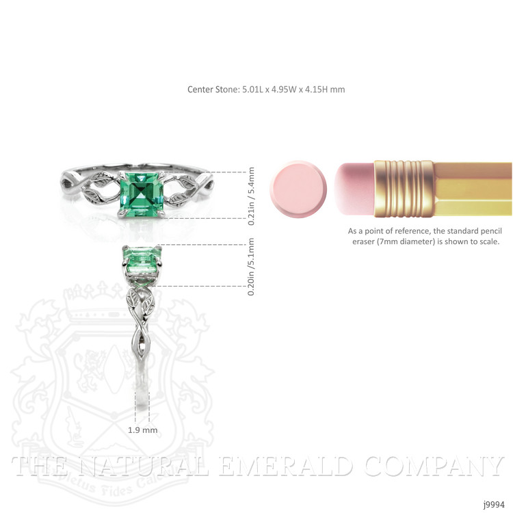 0.67 Ct. Emerald Floral Ring, 18K White Gold