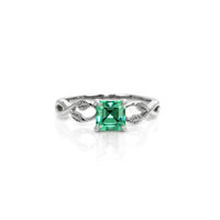 0.67 Ct. Emerald Floral Ring, 18K White Gold Video