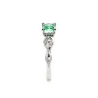 0.67 Ct. Emerald Floral Ring, 18K White Gold Image