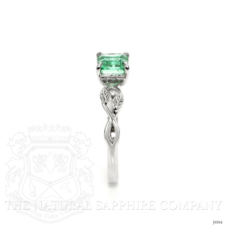 0.67 Ct. Emerald Floral Ring, 18K White Gold