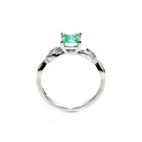 0.67 Ct. Emerald Floral Ring, 18K White Gold Image