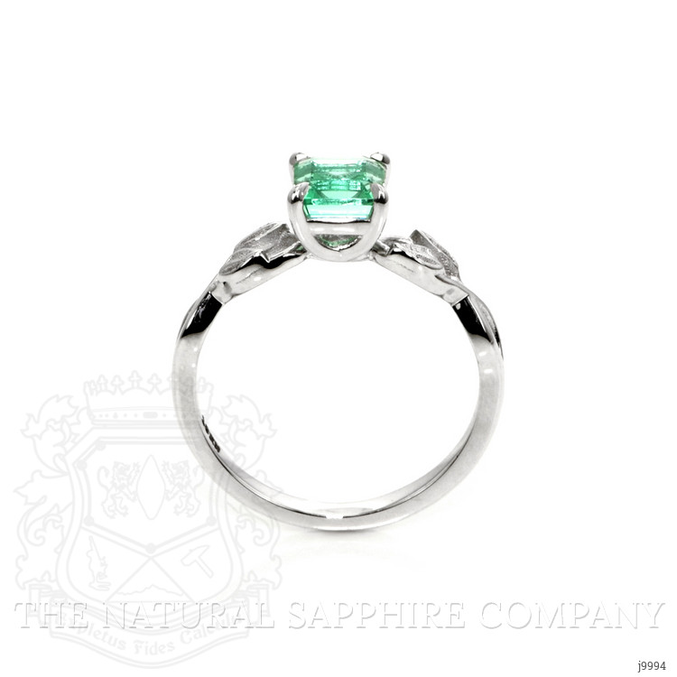 0.67 Ct. Emerald Floral Ring, 18K White Gold