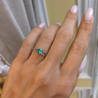 0.67 Ct. Emerald Floral Ring, 18K White Gold Life Style