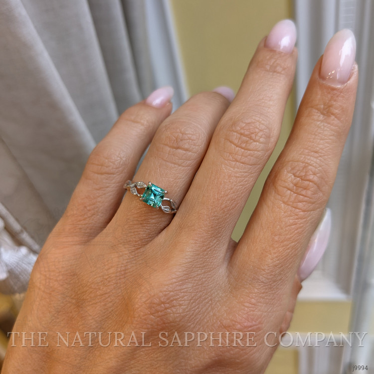 0.67 Ct. Emerald Floral Ring, 18K White Gold