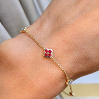0.15 Ct.Tw. Ruby Ruby Accent Stones Bracelet, 14K Yellow Gold Image
