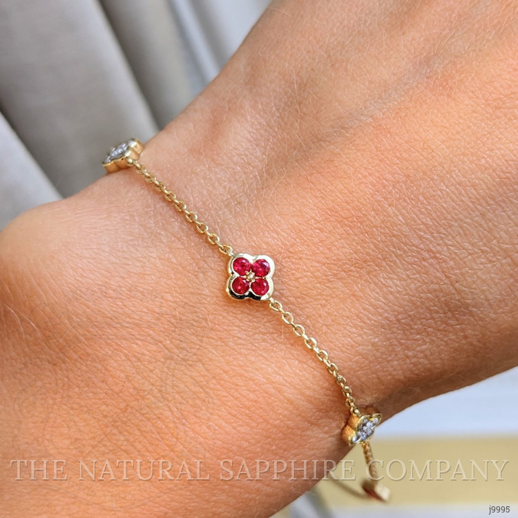 0.15 Ct.Tw. Ruby Ruby Accent Stones Bracelet, 14K Yellow Gold