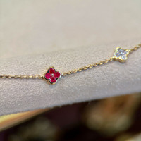 0.15 Ct.Tw. Ruby Ruby Accent Stones Bracelet, 14K Yellow Gold Image