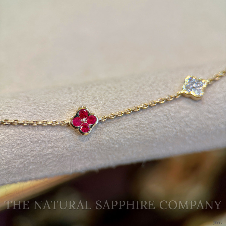0.15 Ct.Tw. Ruby Ruby Accent Stones Bracelet, 14K Yellow Gold