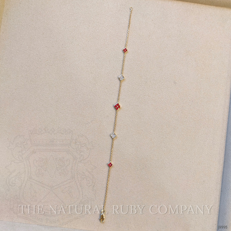 0.15 Ct.Tw. Ruby Ruby Accent Stones Bracelet, 14K Yellow Gold