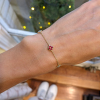 0.15 Ct.Tw. Ruby Ruby Accent Stones Bracelet, 14K Yellow Gold Life Style