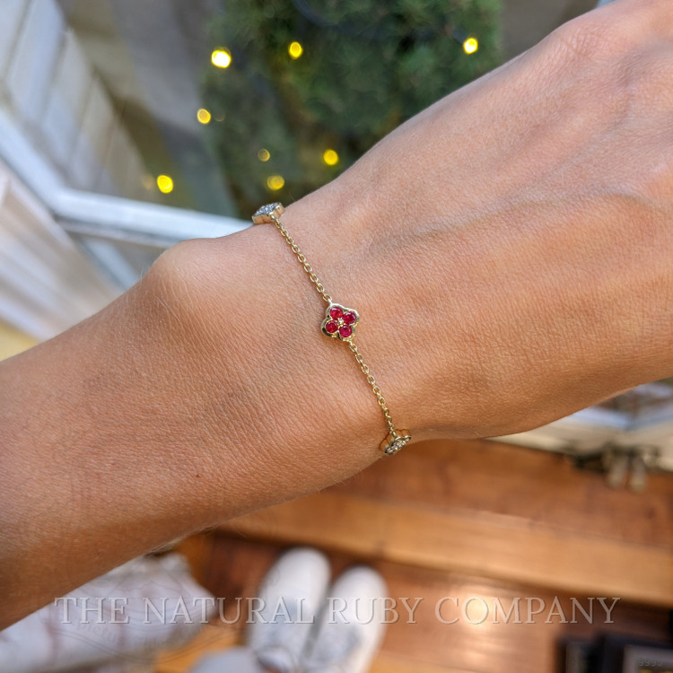 0.15 Ct.Tw. Ruby Ruby Accent Stones Bracelet, 14K Yellow Gold