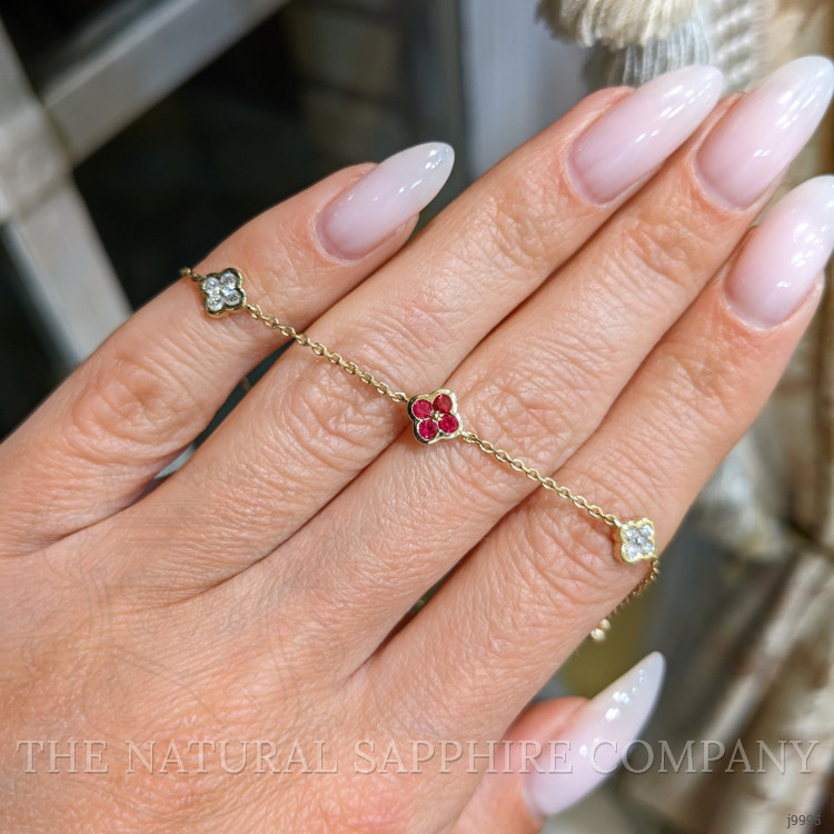 0.15 Ct.Tw. Ruby Ruby Accent Stones Bracelet, 14K Yellow Gold