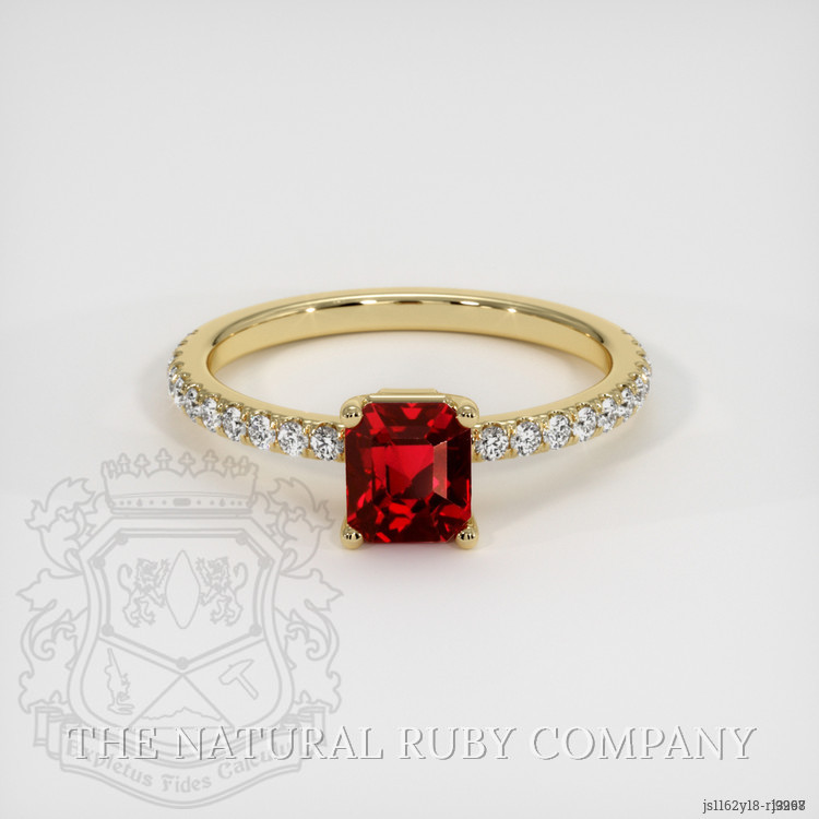 1.65 Ct. Ruby and Natural Diamond Pave Ring, 18K Yellow Gold