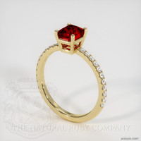 1.65 Ct. Ruby and Natural Diamond Pave Ring, 18K Yellow Gold Image