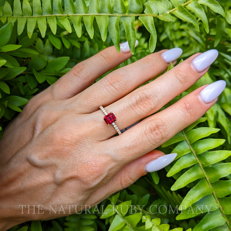 1.65 Ct. Ruby and Natural Diamond Pave Ring, 18K Yellow Gold