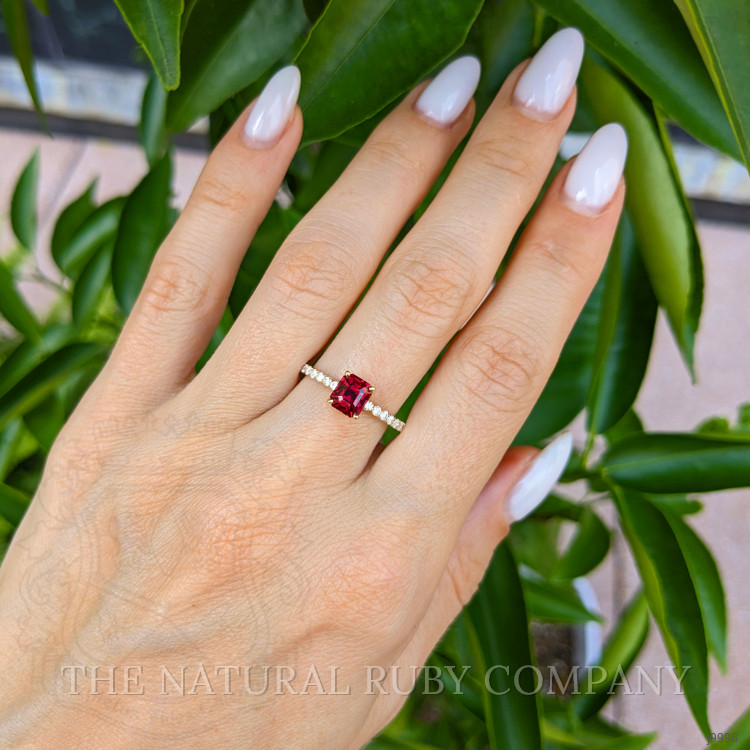 1.65 Ct. Ruby and Natural Diamond Pave Ring, 18K Yellow Gold