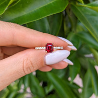1.65 Ct. Ruby Natural Diamond Pave Ring, 18K Yellow Gold Life Style