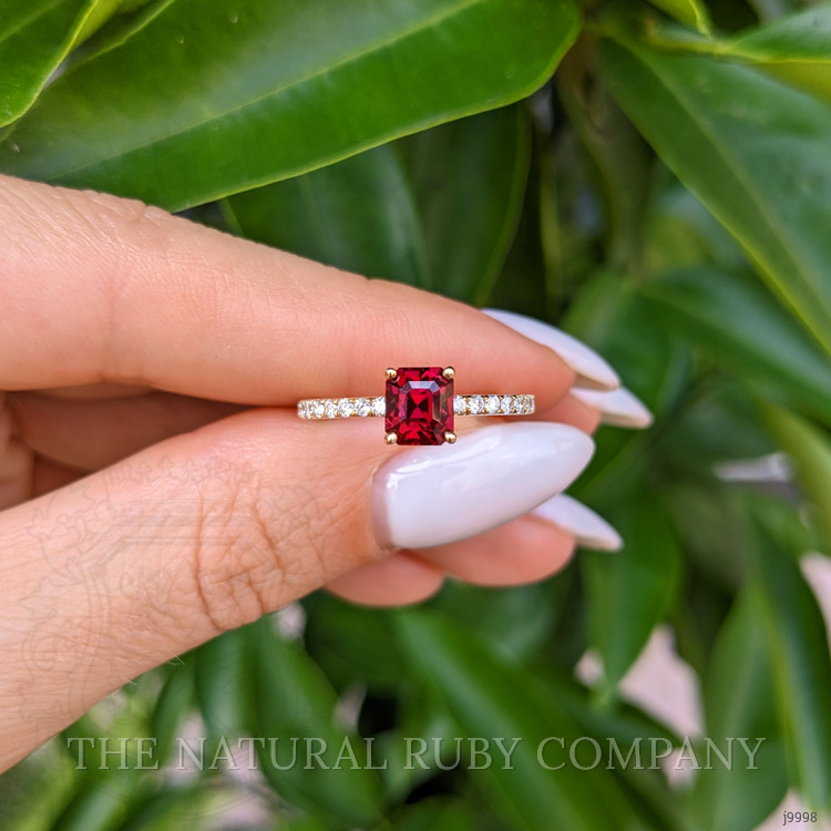 1.65 Ct. Ruby and Natural Diamond Pave Ring, 18K Yellow Gold