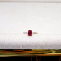 1.65 Ct. Ruby and Natural Diamond Pave Ring, 18K Yellow Gold Life Style