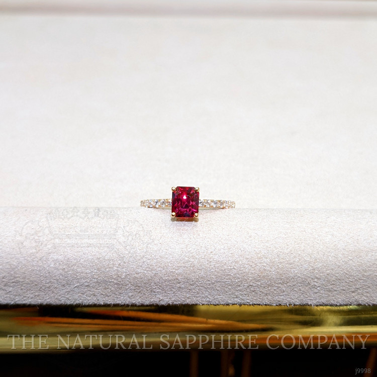 1.65 Ct. Ruby and Natural Diamond Pave Ring, 18K Yellow Gold