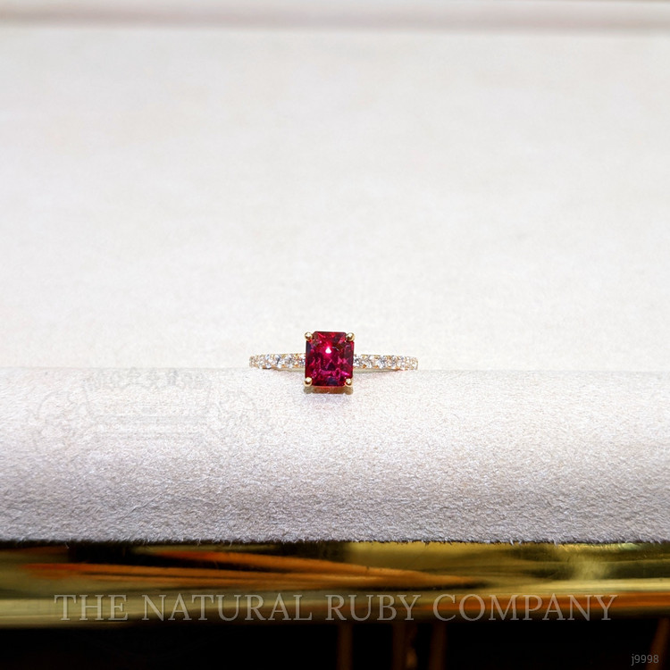 1.65 Ct. Ruby and Natural Diamond Pave Ring, 18K Yellow Gold