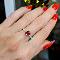 1.65 Ct. Ruby and Natural Diamond Pave Ring, 18K Yellow Gold Life Style