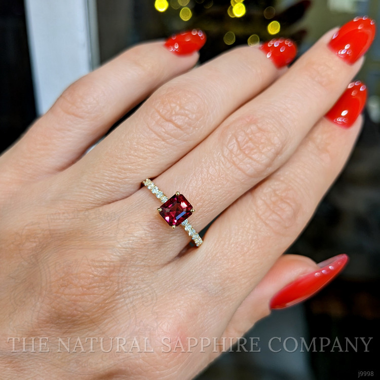 1.65 Ct. Ruby and Natural Diamond Pave Ring, 18K Yellow Gold