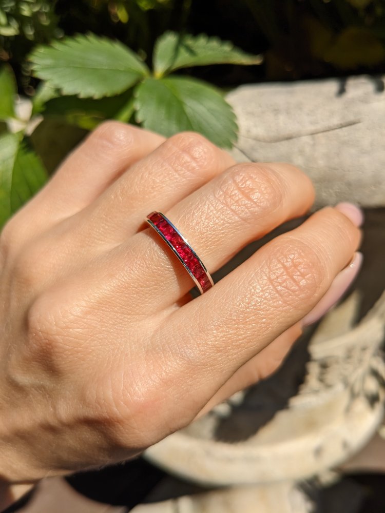 Ruby wedding band yellow gold sale